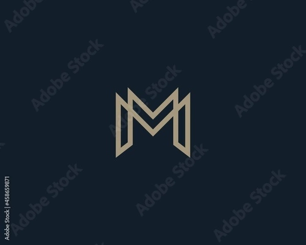 Fototapeta Abstract linear letter M logo icon design modern minimal style illustration. Premium vector line emblem sign symbol mark logotype