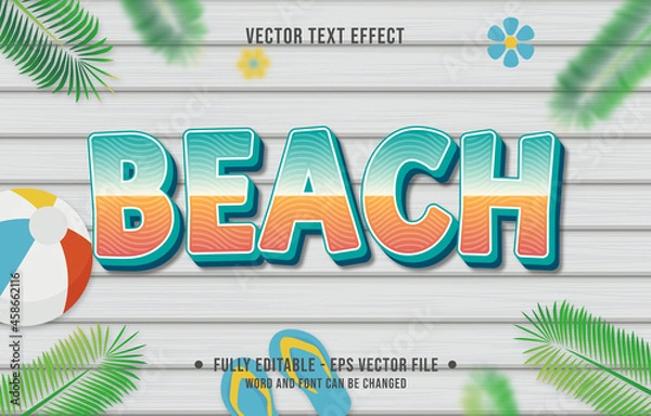 Fototapeta Text effect beach gradient style with summer season theme background
