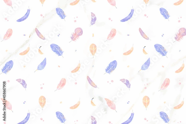 Fototapeta Watercolor feather Bohemian pattern vector background
