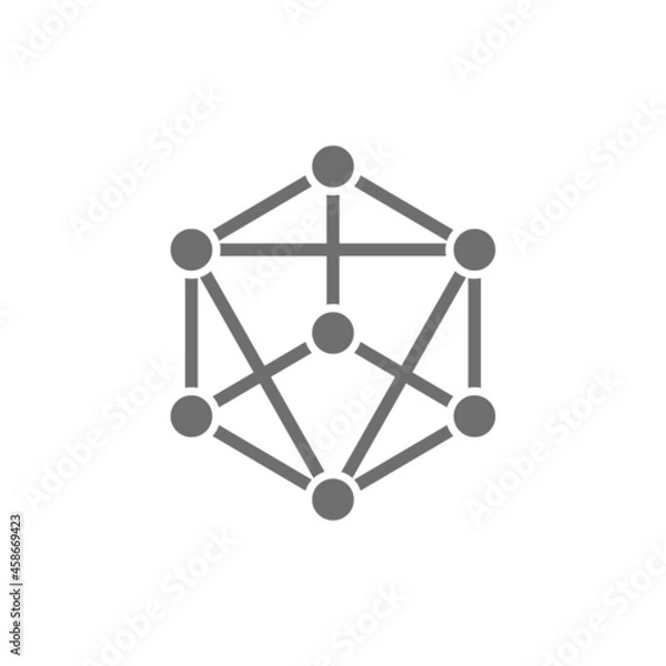 Fototapeta Blockchain technology, block chain, digital key grey icon.