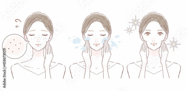 Obraz 黒ずみ毛穴に悩む女性のビフォーアフター