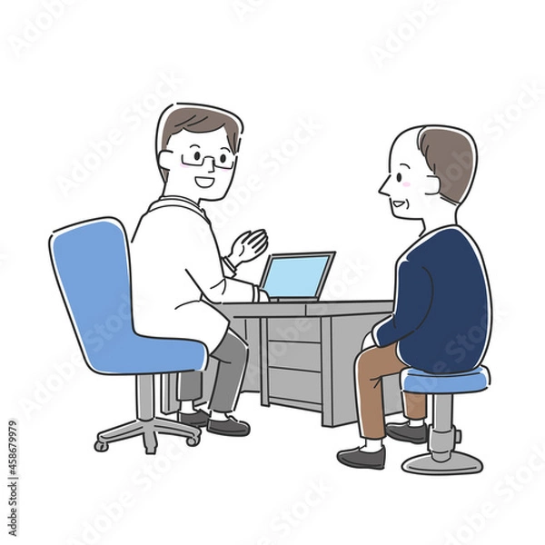 Fototapeta 医師の診察を受ける高齢男性