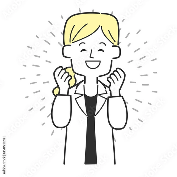 Obraz ガッツポーズをして喜んでいる医師