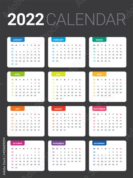 Obraz 2022 basic grid calender.minimal and colorful