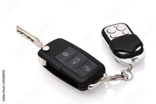 Fototapeta Car key isolated on white background
