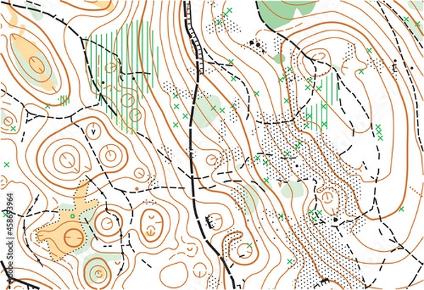 Fototapeta Detailed fragment of color abstract vector topographic map