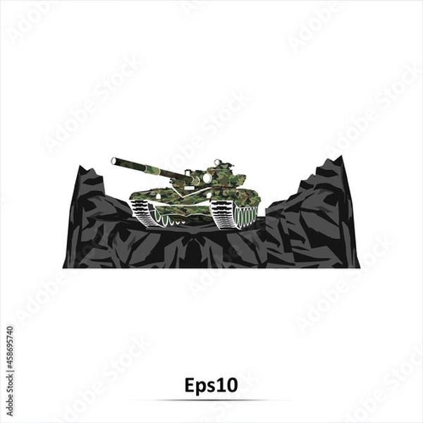 Obraz Tank silhouette. Vector illustraation. EPS10