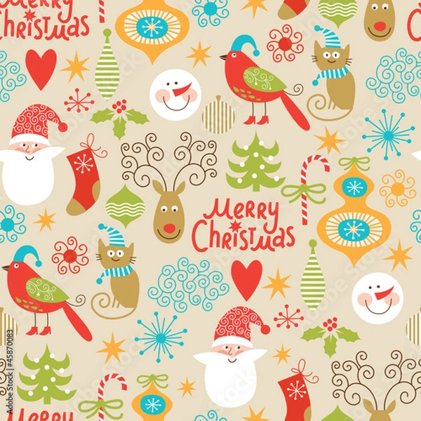 Fototapeta seamless christmas pattern