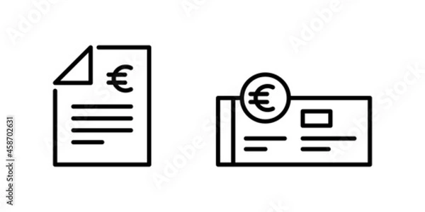 Fototapeta Paycheck Logo outline icon. Banking checkbook template or cheque book and financial transfers