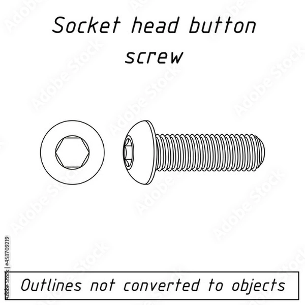 Obraz socket head button screw fastener outline blueprint
