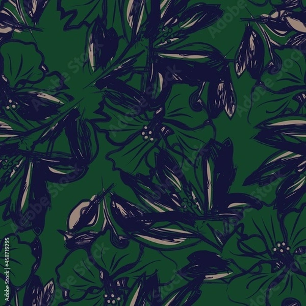 Fototapeta Floral Brush strokes Seamless Pattern Background