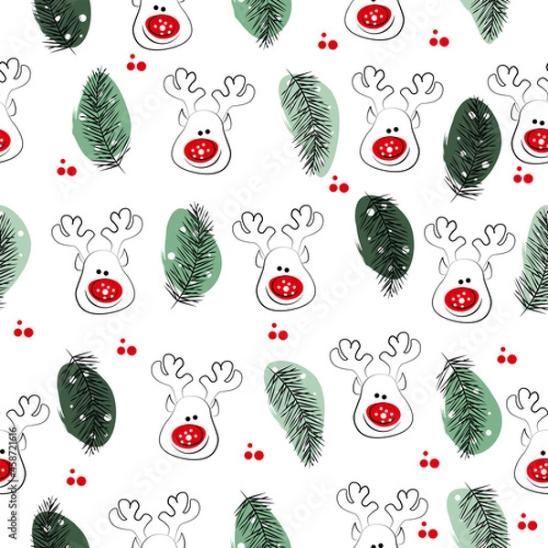 Obraz fun pattern with santa claus and reindeer 