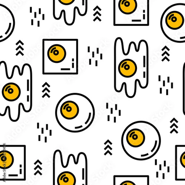 Obraz Fried eggs pattern, line illustration vector