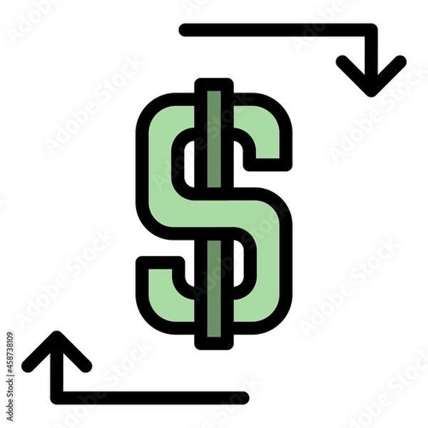 Fototapeta Leasing dollar icon. Outline leasing dollar vector icon color flat isolated