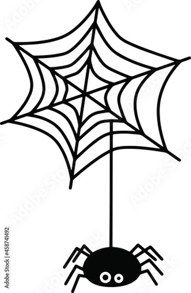Fototapeta Vector spider with lace, Halloween isolated character