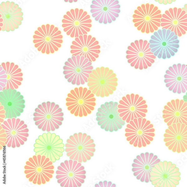Fototapeta シームレスな菊の和柄イラスト素材
