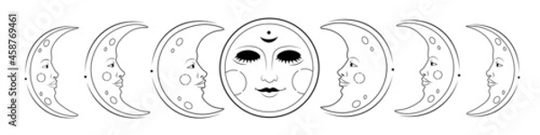Obraz Vector vintage moon phases set