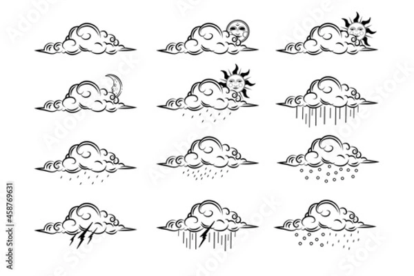 Obraz Vector set of the vintage weather icons