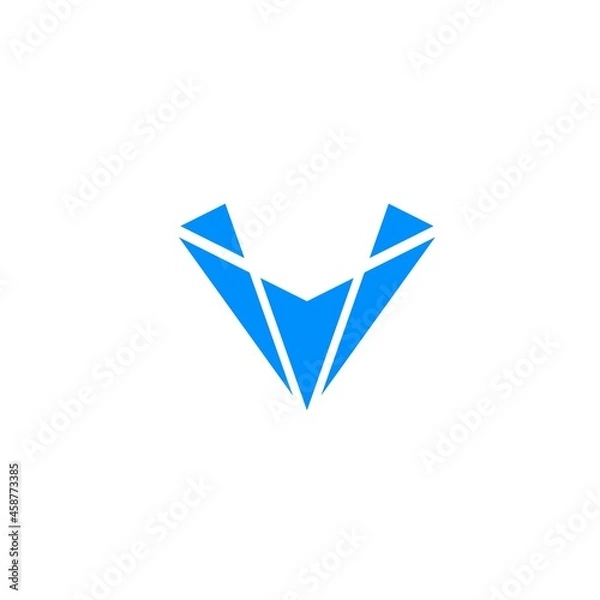 Fototapeta geometric V logo design, diamond tech vector template