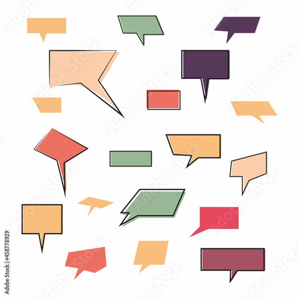 Fototapeta Speech bubbles set vintage style. Element set. Dialogue text. Comic. Speak and talk bubble. Chat and message uses. Vintage speech bubble. 