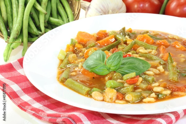 Obraz Minestrone mit grünen Bohnen