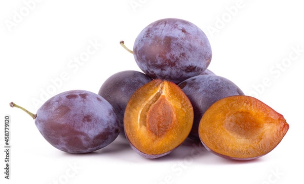Fototapeta raw tasry plums isolated on white background closeup