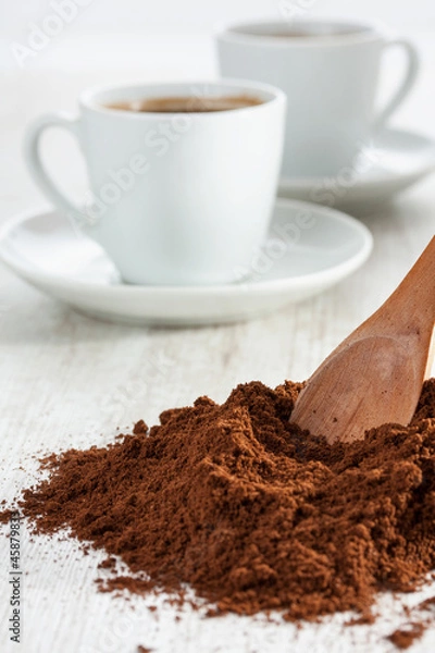 Obraz Freshly ground coffee and a cup