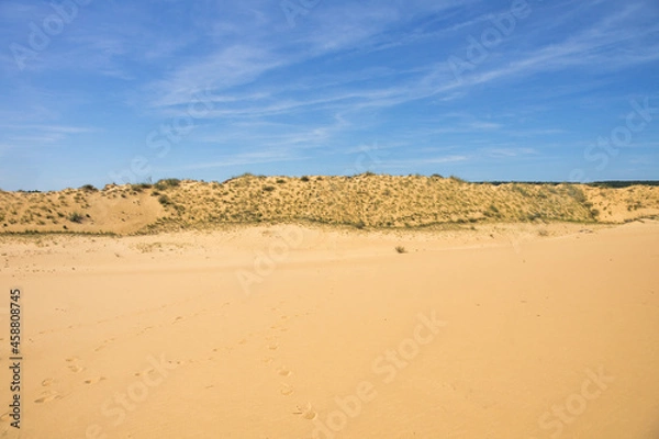 Obraz Long sand ridge in the desert under a blue sky
