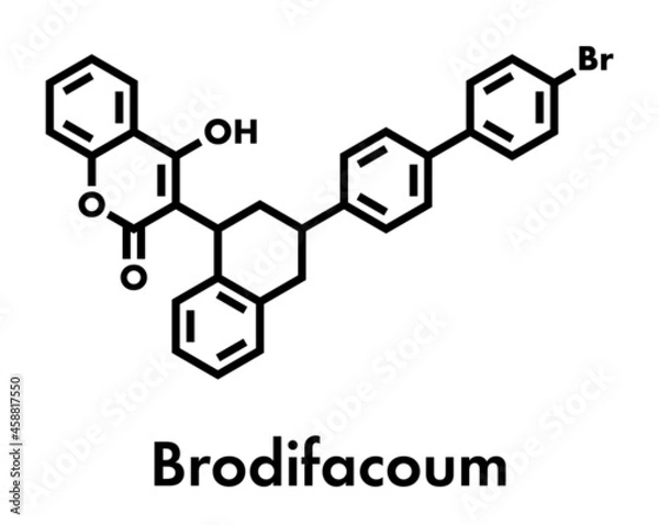 Fototapeta Brodifacoum rodenticide molecule. Skeletal formula.