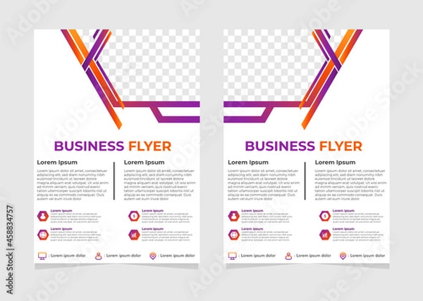 Fototapeta simple modern business flyer template with hexagonal shapes.