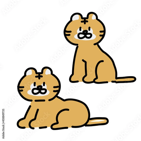 Fototapeta ペン描き風のかわいいベンガルトラ