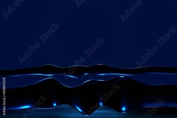 Obraz Glow blue light effect on dark blue background. 3D rendering.