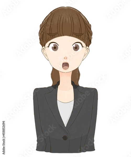 Obraz 困り顔で話すスーツを着た女性