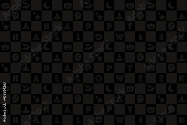 Obraz ハロウィンモノグラムパターン（黒）