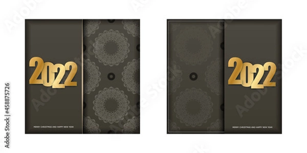 Fototapeta Flyer Template 2022 Merry Christmas Brown Color Abstract Light Pattern