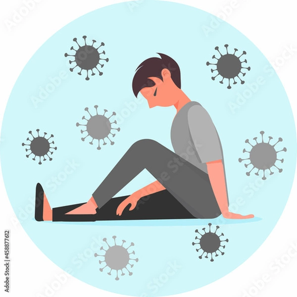 Fototapeta Sad man is sad and affected by viruses.