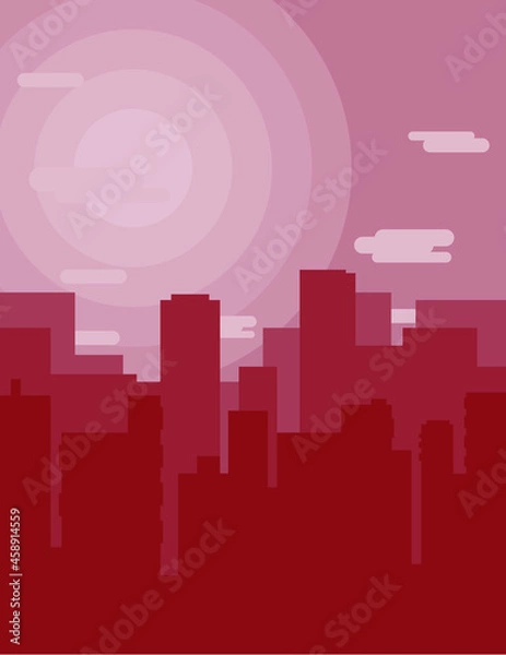 Obraz red city illustration background