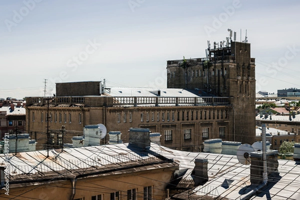 Obraz view from the roof of an old gray industrial building