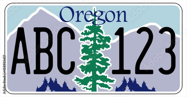 Fototapeta vehicle licence plates marking in Oregon in United States of America