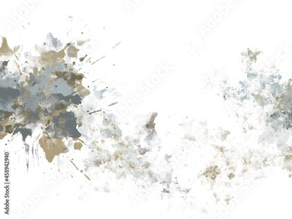 Fototapeta Abstract watercolor paint splatter on white background - gold blue grey - grungy wallpaper texture