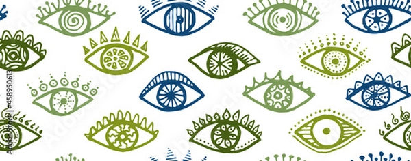 Obraz Doodle open eyes artistic endless pattern. Pop