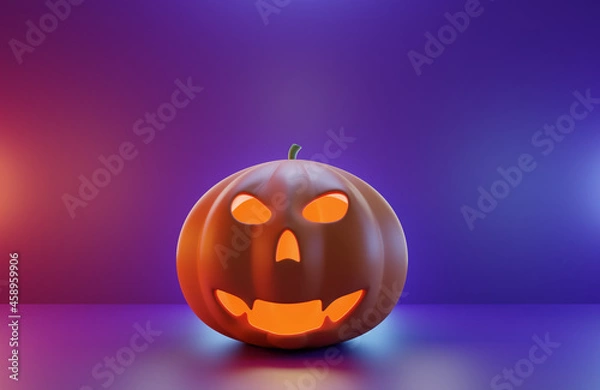 Fototapeta 3d Rendering.Halloween Pumpkins In A Spooky Forest At Night