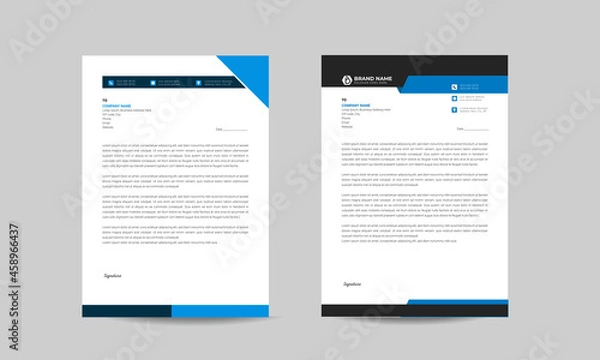 Fototapeta Modern blue color letterhead pad template