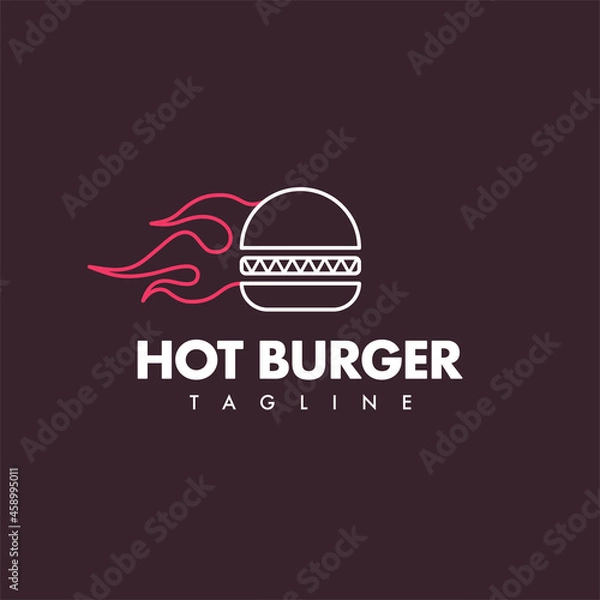 Obraz Hot burger. Logo template.
