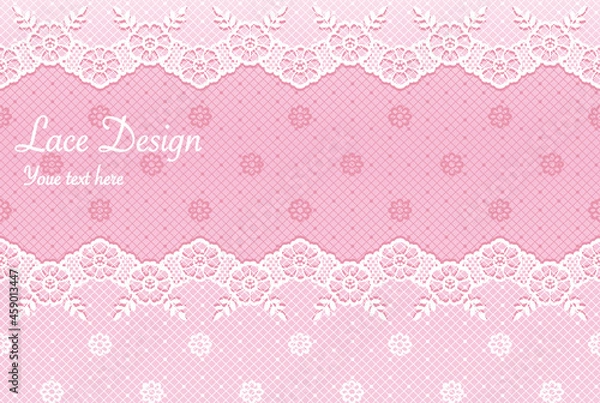 Fototapeta アンティークな模様のレースリボンを使ったフレームデザイン素材