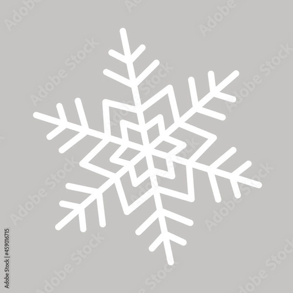 Fototapeta White snowflake on a grey background. Vector decorative element