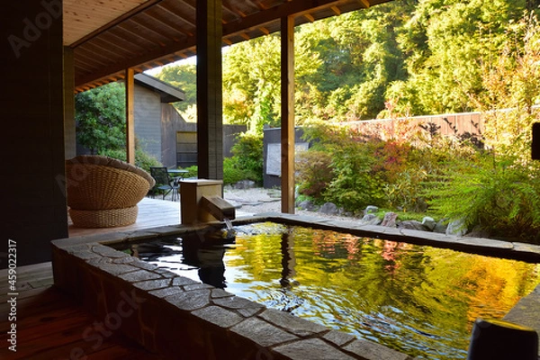 Obraz 青空の庭園露天風呂