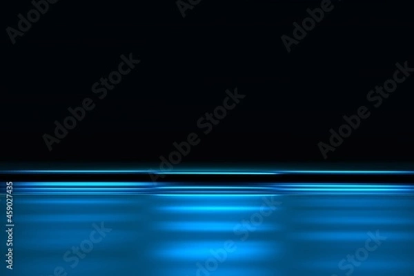 Obraz Glow blue light effect on dark blue background. 3D rendering.