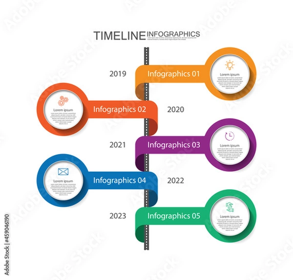 Obraz Presentation business infographic timeline colorful with 5 step