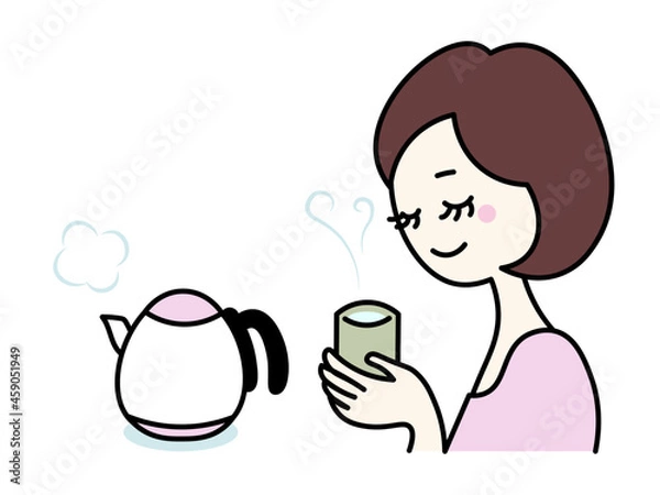 Fototapeta 美容・美肌・健康維持_白湯を飲む女性